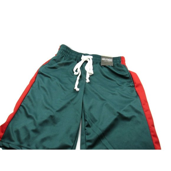 Hollywood Men's Fleece Knit Shorts Green/Red Size Small (28-30) New - Picture 7 of 7